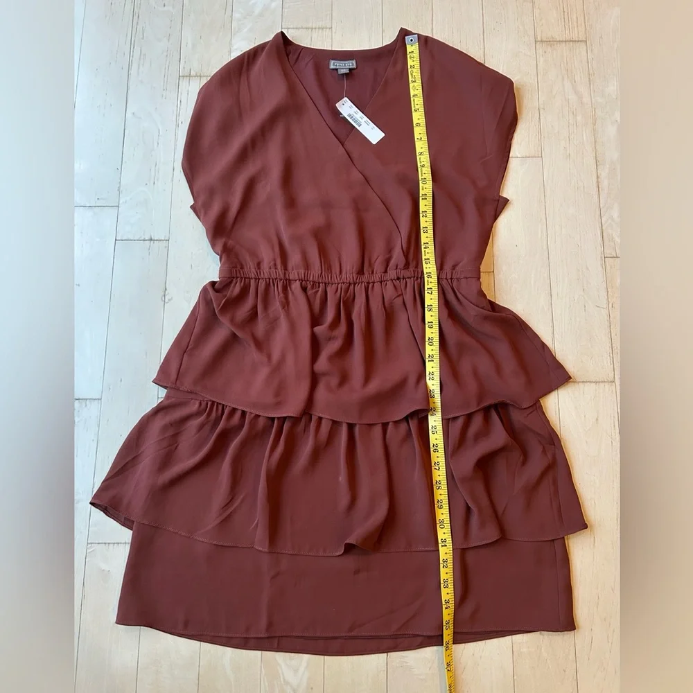 J.Crew Point Sur Popover Ruffle Dress in Burnt Umber/Sienna Brown Size 12 NWT